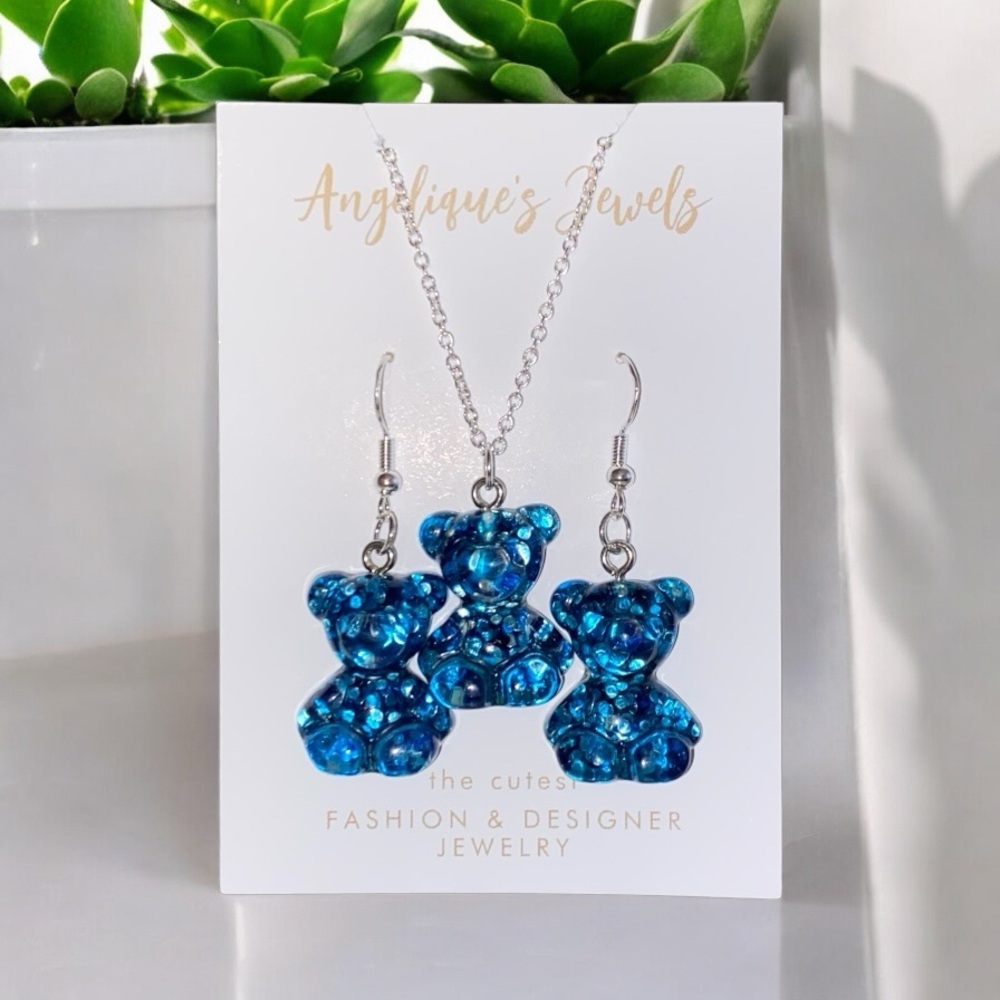 Iridescent Gummy Bear Earrings & Necklace Sets (Pick 1) - Picture 4 of 5